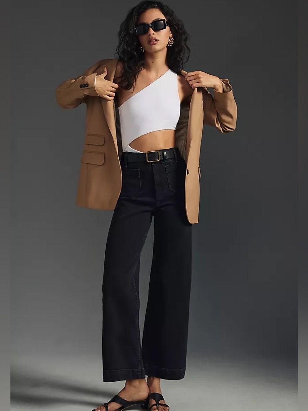 Anthropologie Pilcro The Skipper Wide Leg Jeans in Black/Dark Grey